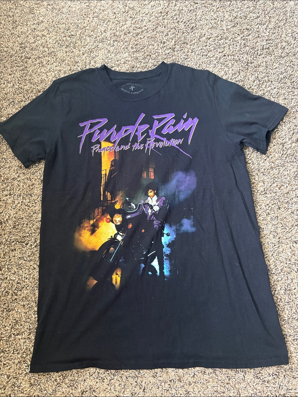 Black "Purple Rain" Graphic Tee - Band Tour Style